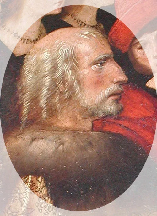 Mierkavany partret Kałumba z karciny «Maci Božaja Marapłaŭcaŭ» u pałacy Alkazar u Sievilji. Alecha Fiernandes, miž 1505 i 1536.
