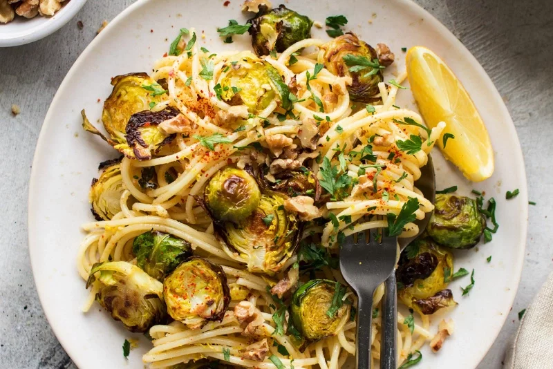 Roasted brussel sprout pasta