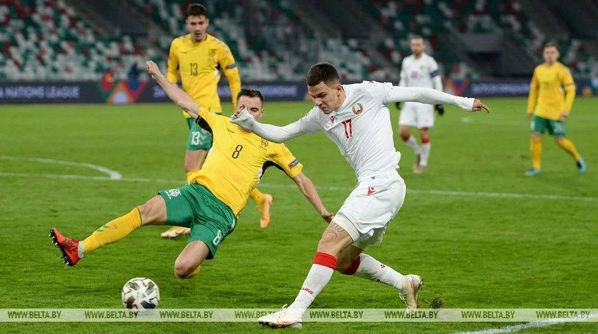 Сборные Беларуси и Литвы уже играли в дивизионе C Лиги наций осенью 2020 года. В Вильнюсе была ничья — 2:2, а в Минске белорусы победили 2:0. Фото: БелТА.
