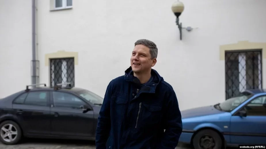 Павел Можейко после выхода из изолятора. Гродно, 29 марта 2021 года
