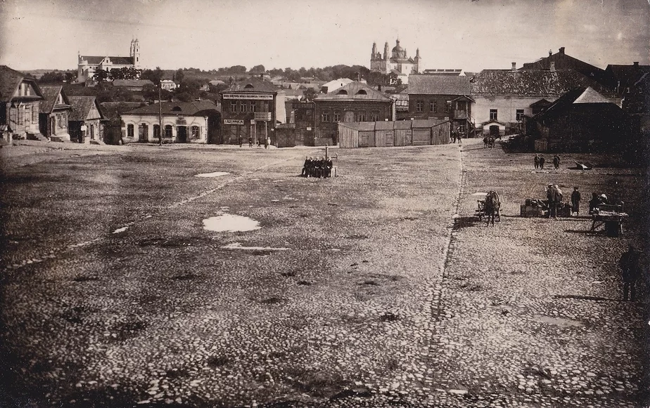 Глубокое, панорама города и Рынок Костюшко, 20-е годы ХХ века