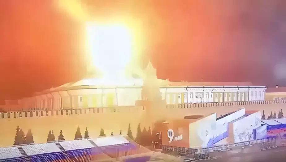 Скриншот видео атаки беспилотника на Кремль