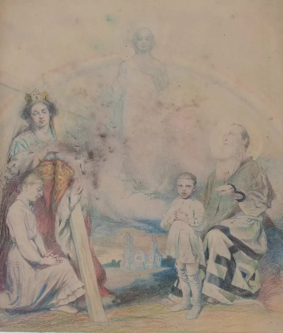Один из эскизов алтарных росписей костела Святых Симеона и Елены